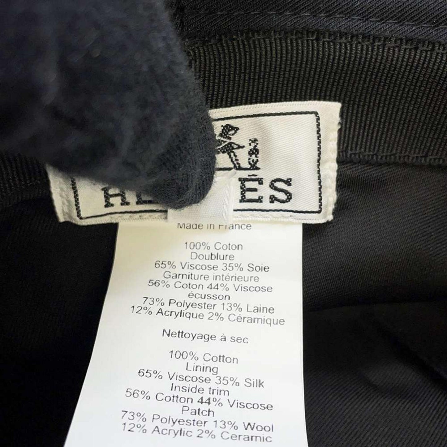 HERMES 9636415 Cotton Black Hat New