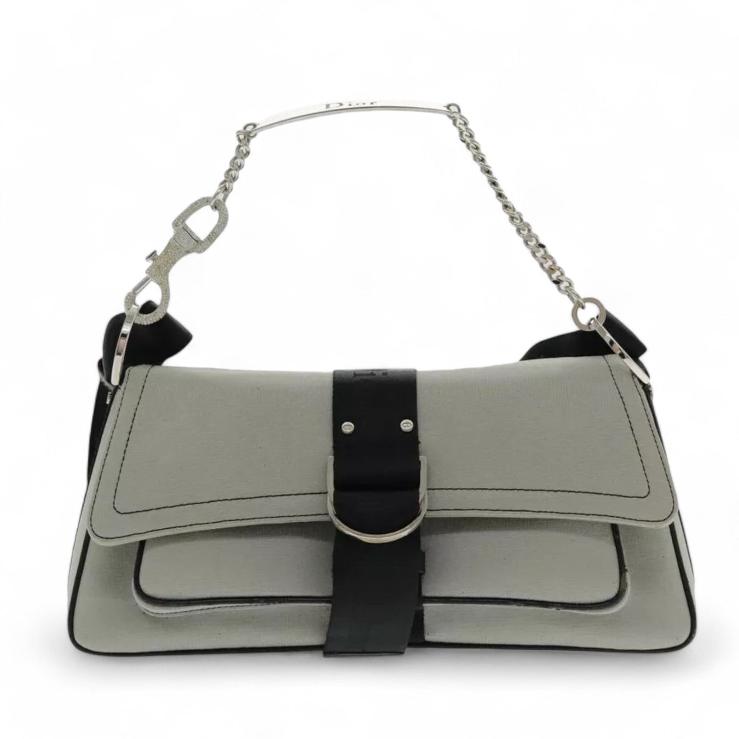 Christian Dior Hardcore Shoulder Bag Canvas Silver Womens Handbag