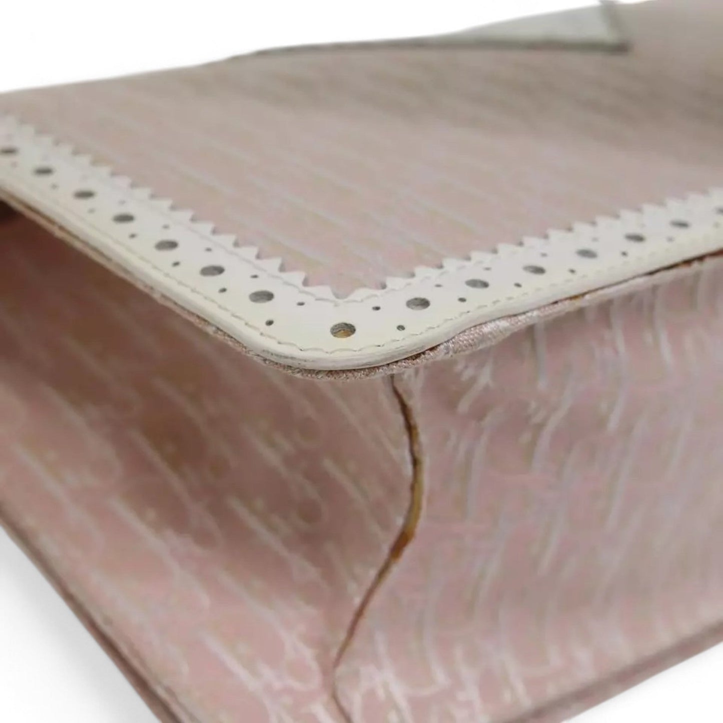 Christian Dior Trotter Canvas Shoulder Bag Pink White Women's Handbag Made in Italy