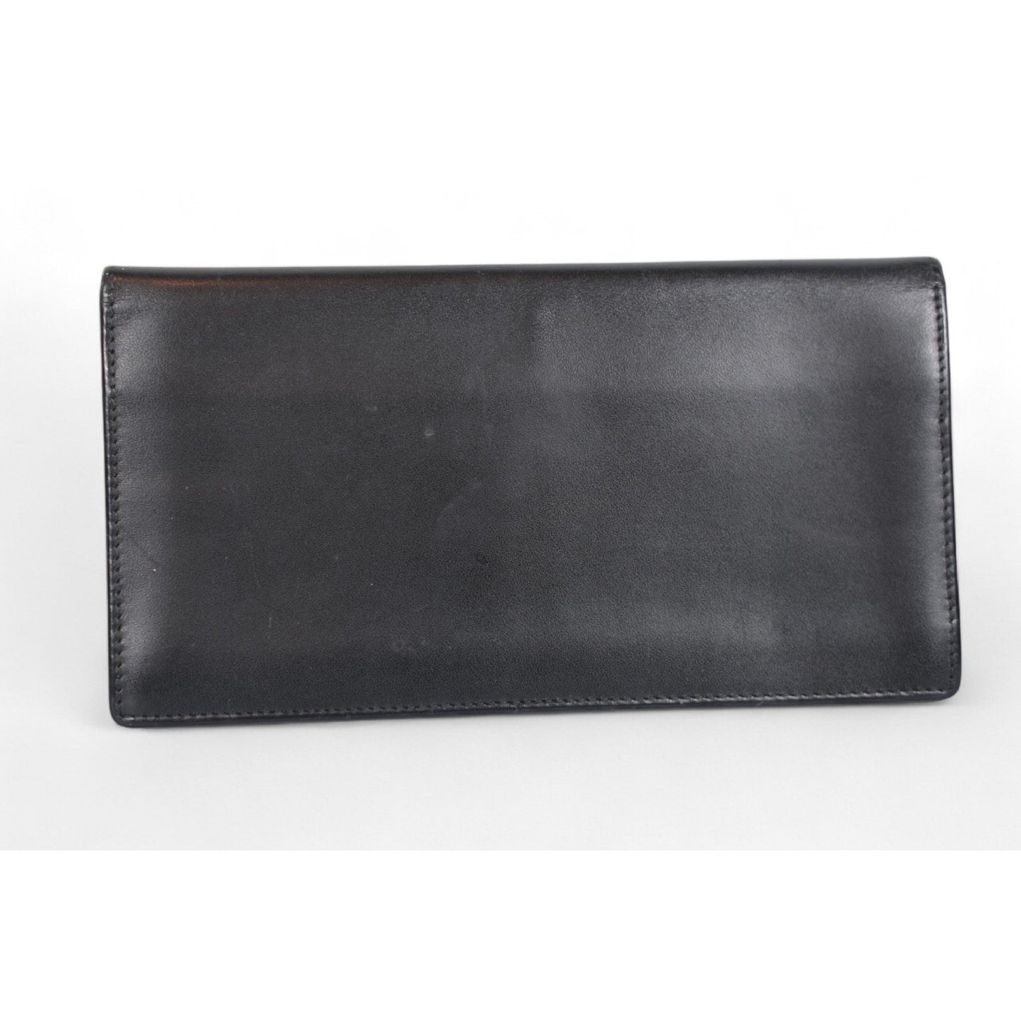 Dunhill Black Mens Long Wallet Gold Trim Classic Leather Fashion Accessory