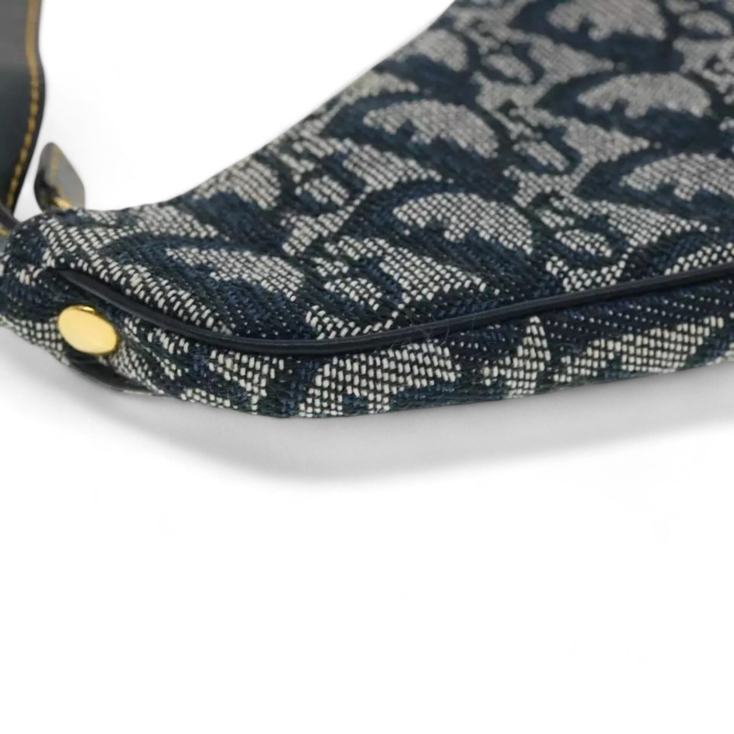 Christian Dior Trotter Canvas Saddle Coin Purse Navy Blue Gold Hardware Women's Handbag