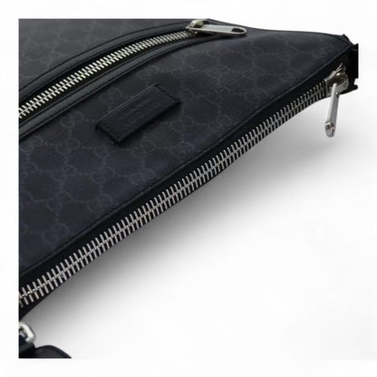 Gucci GG Supreme Sherry Line Shoulder Bag PVC Navy Red Shoulder Strap