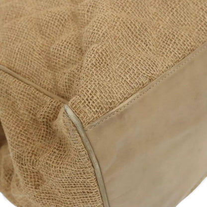 Chanel Matelasse Tote Bag Straw Brown CC Auth Quilted Chain Strap