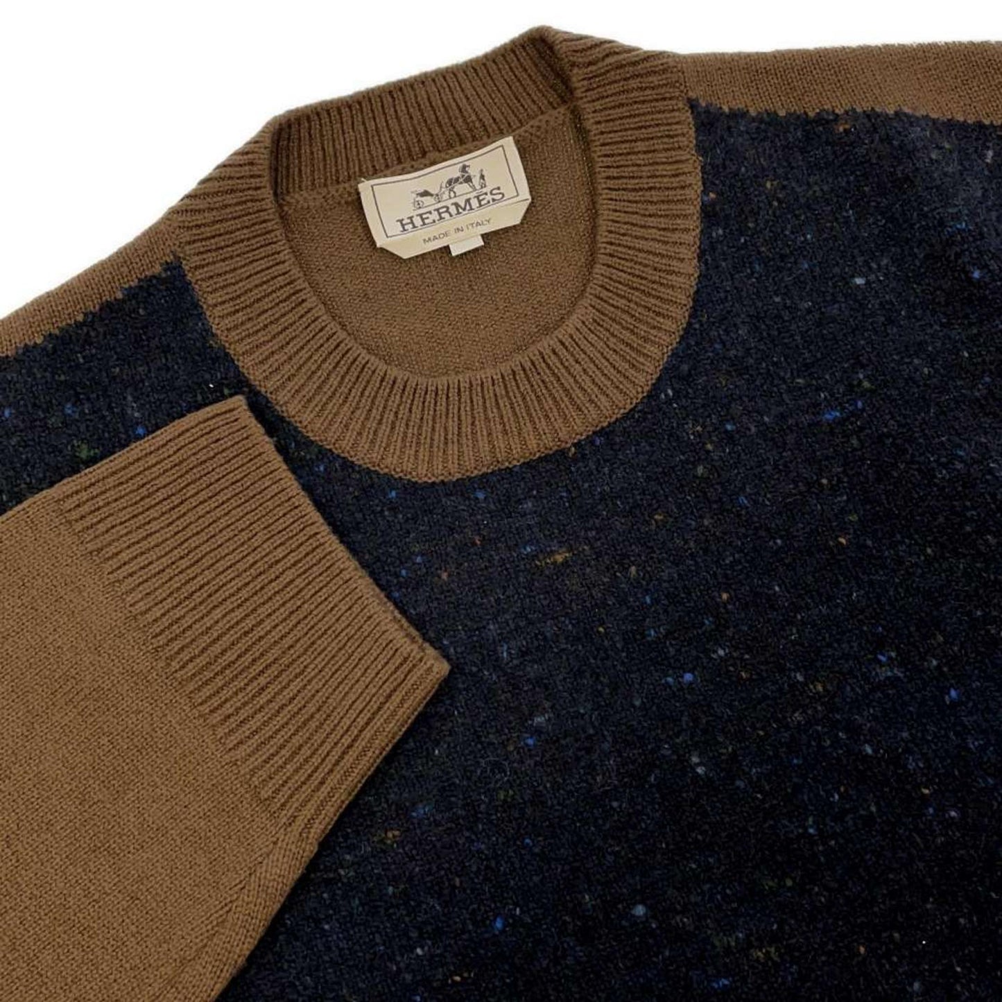 HERMES Knit Wool Navy Camel Sweater Preloved