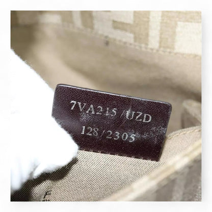 Fendi Zucca Canvas Shoulder Bag Beige Unisex Handbag