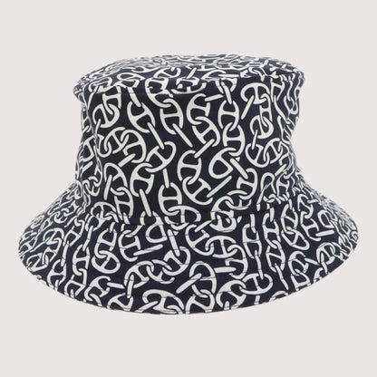 HERMES Hat Harper Nylon Polyurethane Blue Noir Preloved