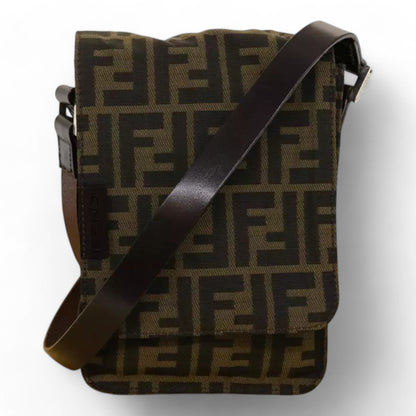 Fendi Zucca Canvas Shoulder Crossbody Bag Black Brown