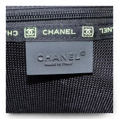 Chanel Sports Shoulder Bag Nylon Black Silver Unisex CC Logo Adjustable Strap