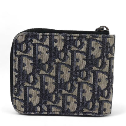 Christian Dior Trotter Canvas Zip Wallet Navy Silver Men's Vintage Wallet