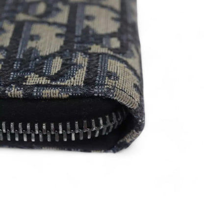 Christian Dior Trotter Canvas Zip Wallet Navy Silver Men's Vintage Wallet