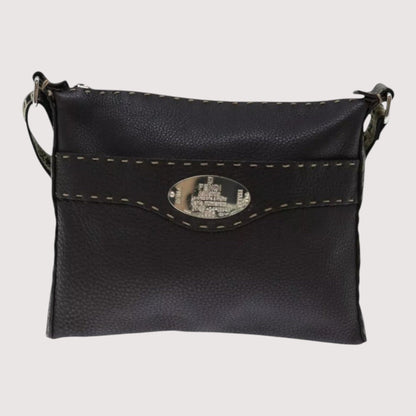 Fendi Selleria Vintage Shoulder Crossbody Bag Leather Brown Women Made in Italy