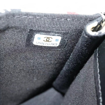 Chanel Mini Matelasse Shoulder Bag Canvas Beige Black CC Logo Chain Strap Women Handbag