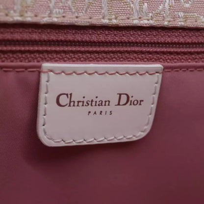 Christian Dior Trotter Canvas Shoulder Bag Pink White Women's Handbag Made in Italy