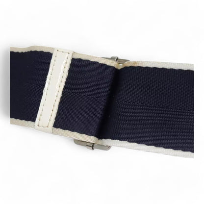 Christian Dior Vintage Trotter Canvas Shoulder Bag Navy Silver Adjustable Strap