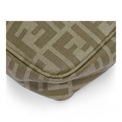 Fendi Zucca Canvas Shoulder Bag Beige Unisex Handbag