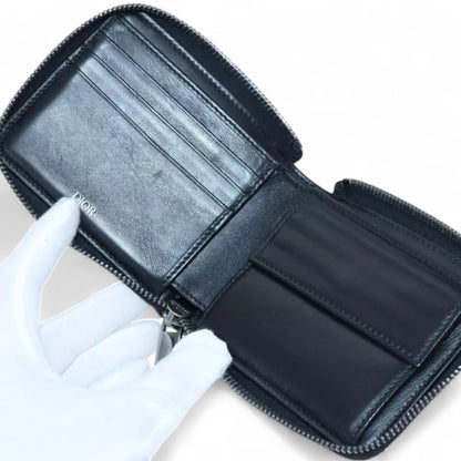 Christian Dior Trotter Canvas Zip Wallet Navy Silver Men's Vintage Wallet