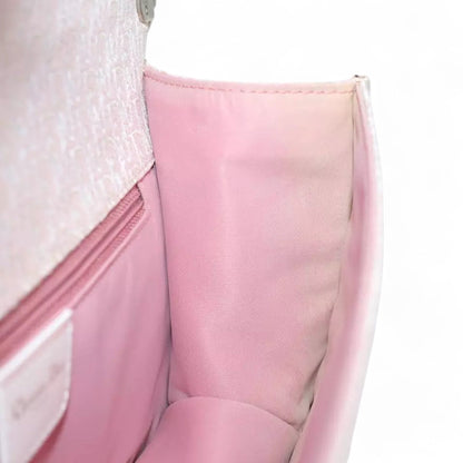 Christian Dior Trotter Canvas Shoulder Bag Pink White Women's Handbag Made in Italy