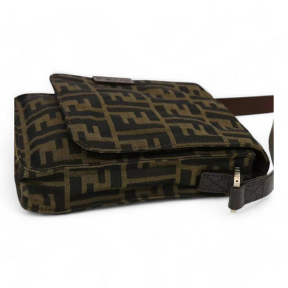 Fendi Zucca Canvas Shoulder Crossbody Bag Black Brown