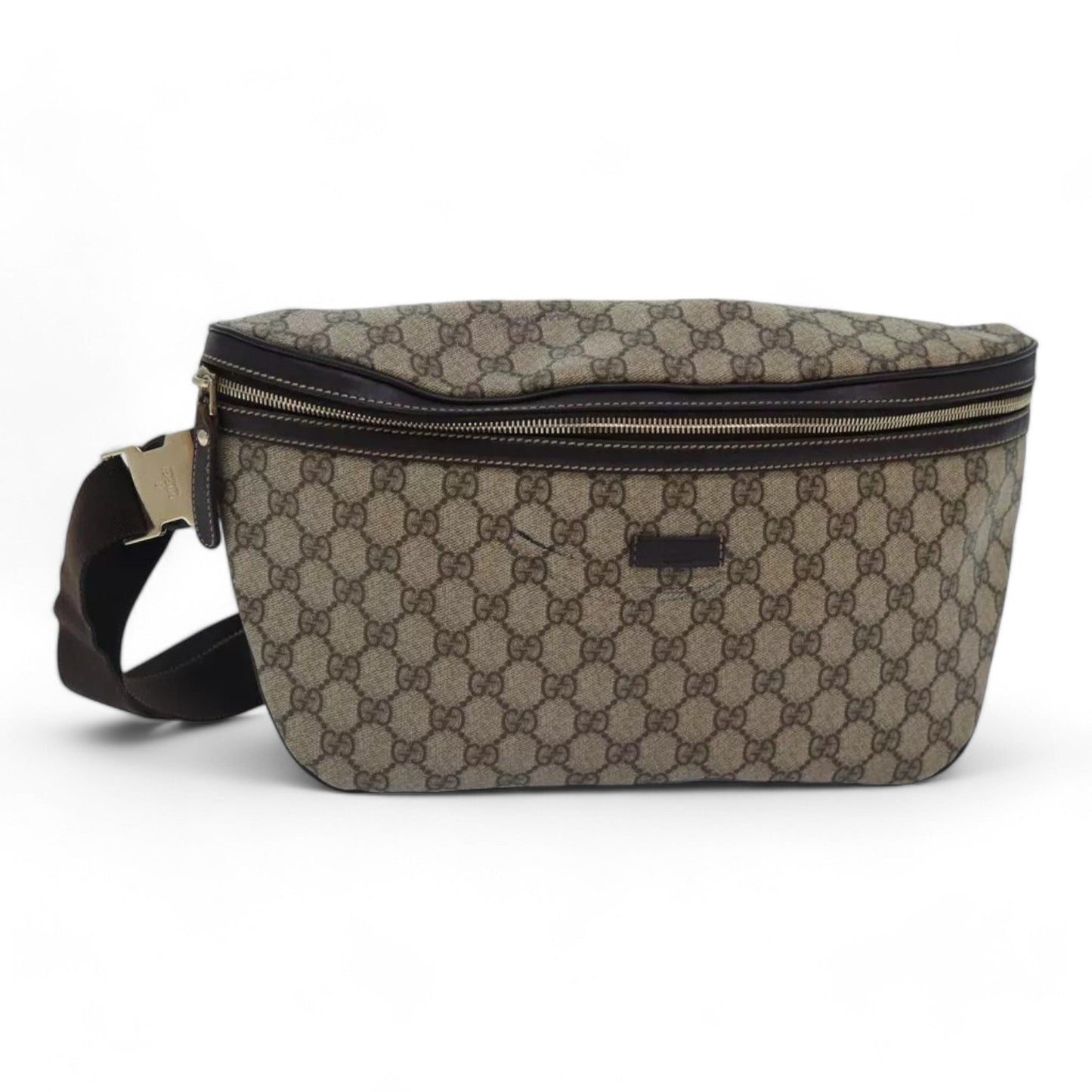 Gucci GG Supreme Body Bag PVC Leather Beige Gold