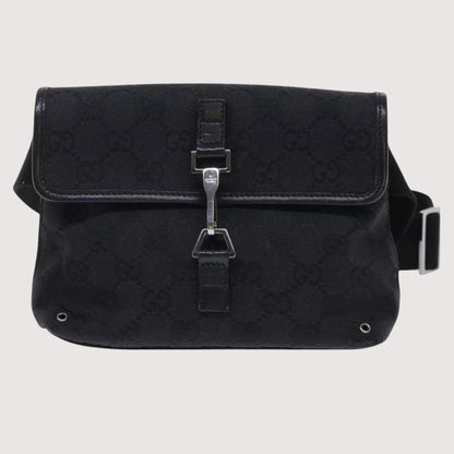 Gucci GG Canvas Waist Bag Black Unisex Shoulder Strap
