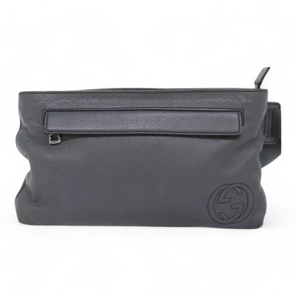 Gucci Interlocking Soho Shoulder Bag Leather Gray Silver