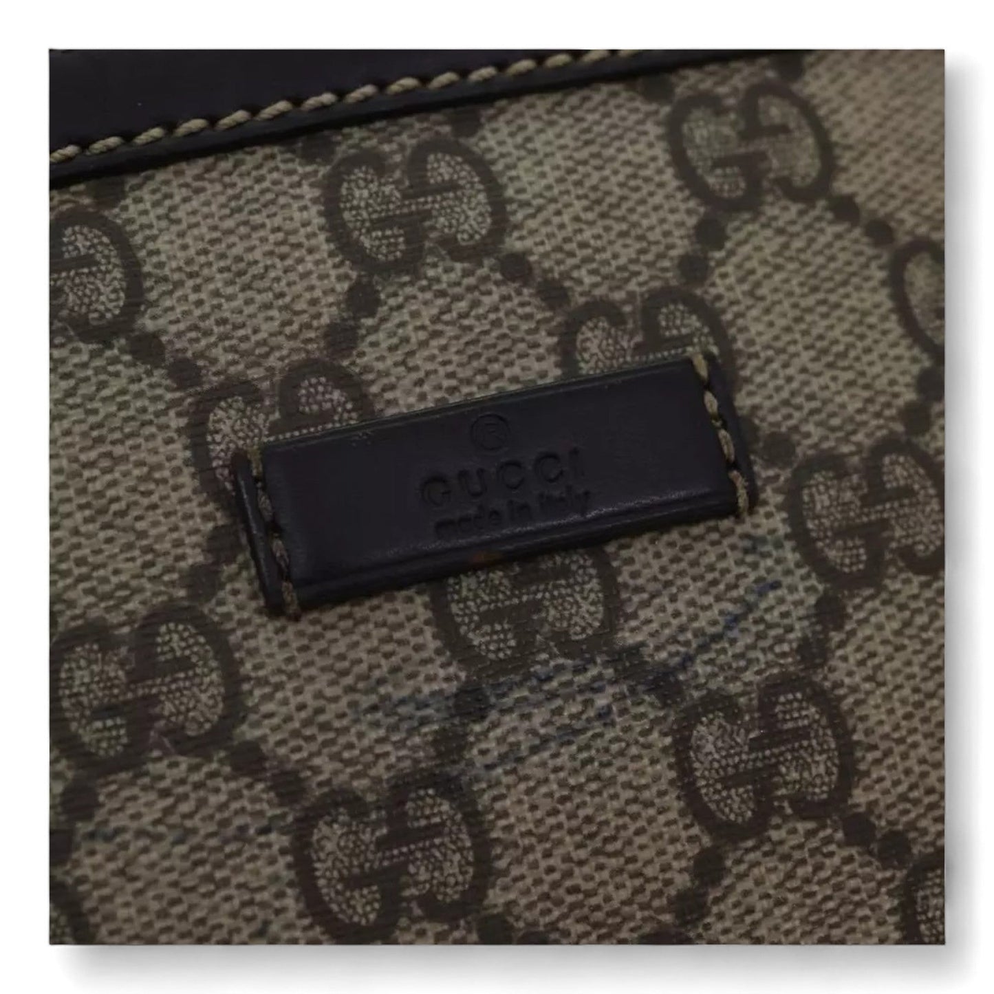 Gucci GG Supreme Body Bag PVC Leather Beige Gold