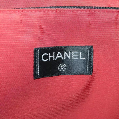 Chanel Travel Line Boston Bag Nylon Black Silver Unisex Large Tote Travel Bag