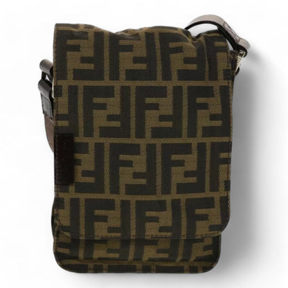 Fendi Zucca Canvas Shoulder Crossbody Bag Black Brown