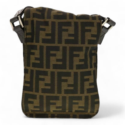 Fendi Zucca Canvas Shoulder Crossbody Bag Black Brown