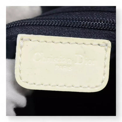 Christian Dior Vintage Trotter Canvas Shoulder Bag Navy Silver Adjustable Strap